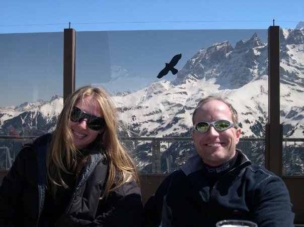 Holidaying without our children. See how miserable we don't look.