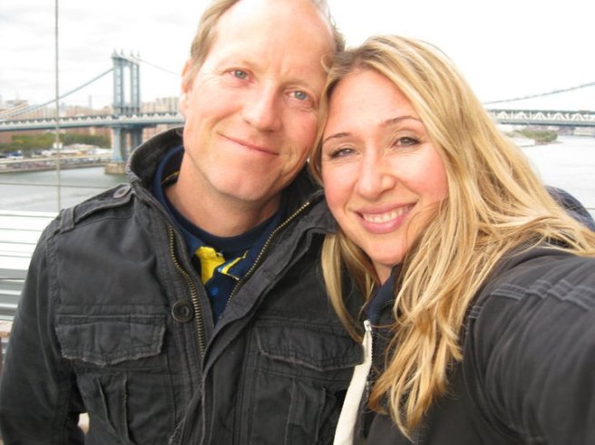 On the Brooklyn Bridge.
